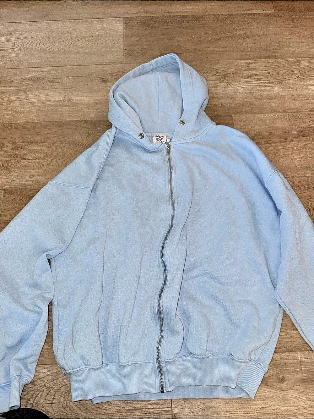 Princess Polly Blue Hooded Bomber Jacket Size Medium Like New